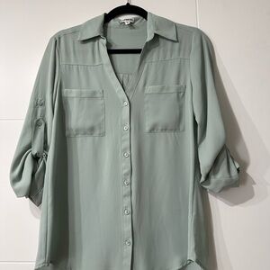 Express Women's Sage Button-Down Shirt